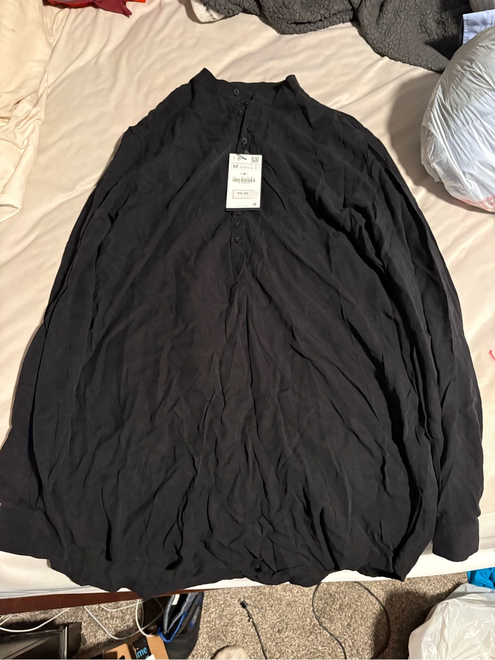 Zara Black Lightweight Button-Up Shirt Jacket